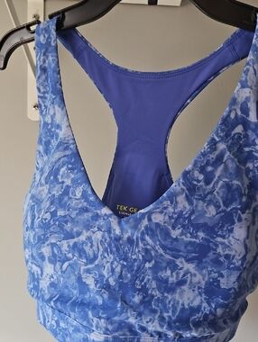 tek gear blue marble racerback sports bra - vivid blue print